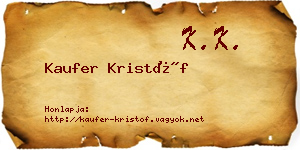Kaufer Kristóf névjegykártya